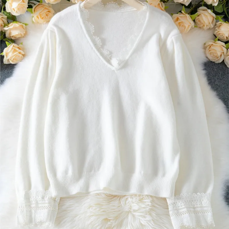 الخريف أنيقة المرأة البلوز سترة عصرية بلون الدانتيل الربط طويلة الأكمام فضفاضة سترة عادية التنقل