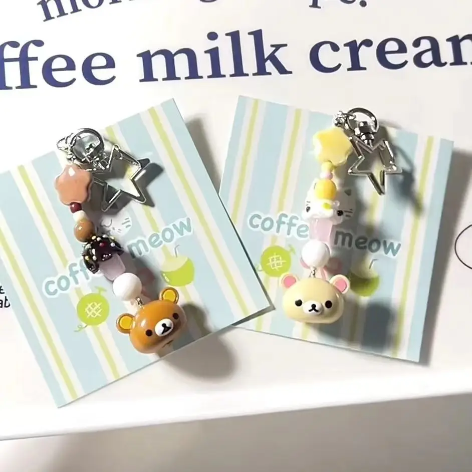 

Easy Bear Keychain Mobile Phone Hanger Ins Wind Mushroom Bead Hanger Camera CCD Pendant Gift for Girlfriend