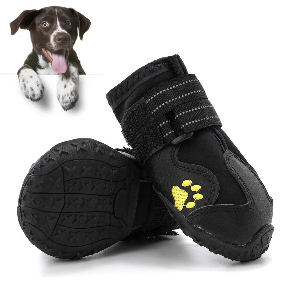 Waterproof Anti-slip Dog Shoes Paw Protector Boots for Medium Large Dogs Winter Snowy Summer Hot Pavement Pet Footwear