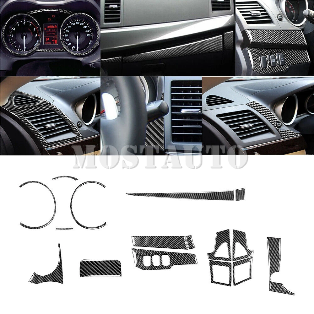 

For Mitsubishi Lancer Soft Carbon Fiber Interior Accessories Kit Set Cover Trim 2008-2015 17pcs （2 Color） Interior Whole Kit