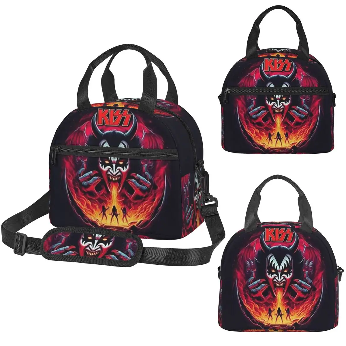 

Термосумка для обедов KISS The Band Demon Red Rock Music для женщин, офисная термосумка-холодильник, герметичная сумка-тоут для ланчей