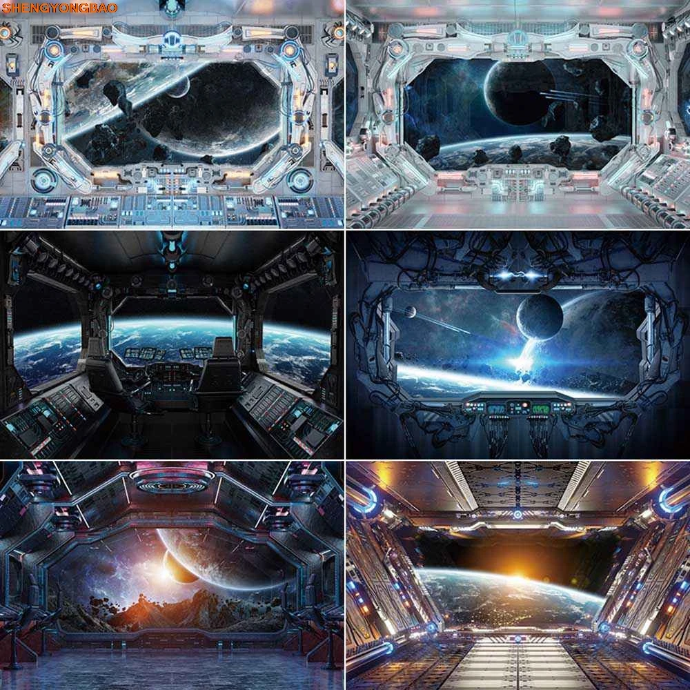 

Outer Space Boys Birthday Photobooth Backdrop Universe Spacecraft Photography Backgrounds Children Party Photocall Prpos