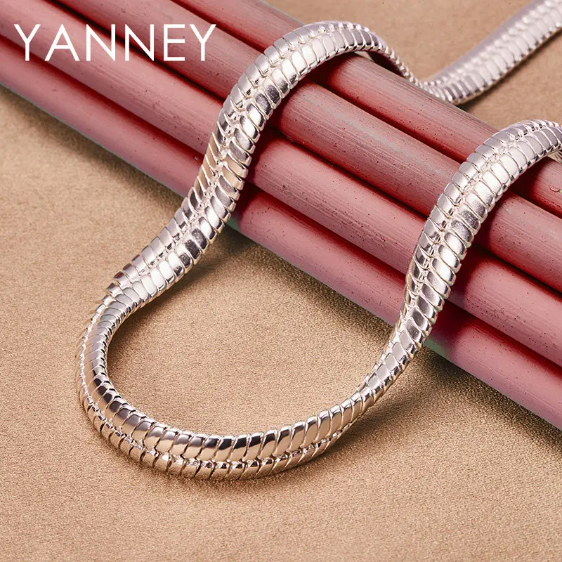 925 Sterling Silver 8MM 18 Inches Luxury Hip Hop Snake Chain Necklace For Men Women Fashion Gifts Jewelry Wedding Accessories