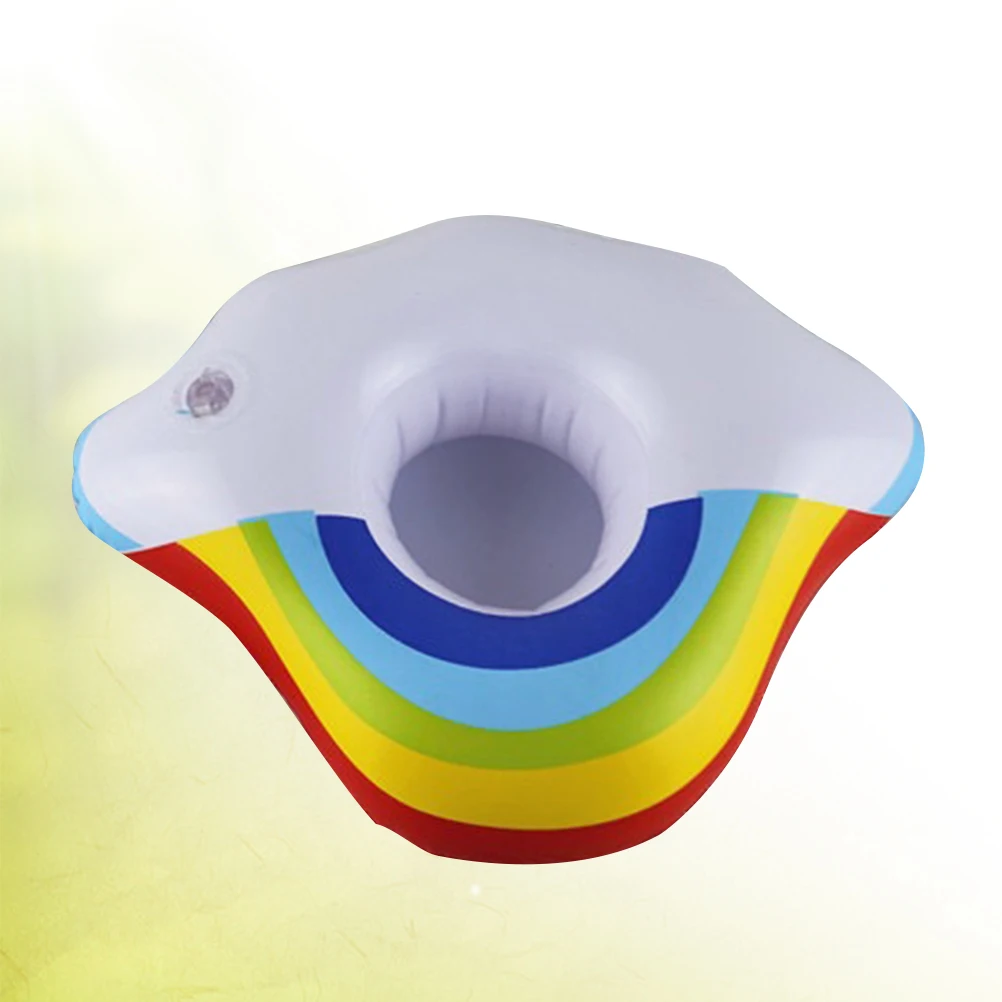 4 قطعة سحابة قوس قزح حامل الكأس القابل للنفخ بولي كلوريد الفينيل العائمة شرب بركة حفلة شاطئ السباحة ملحق الصيف متعة #3