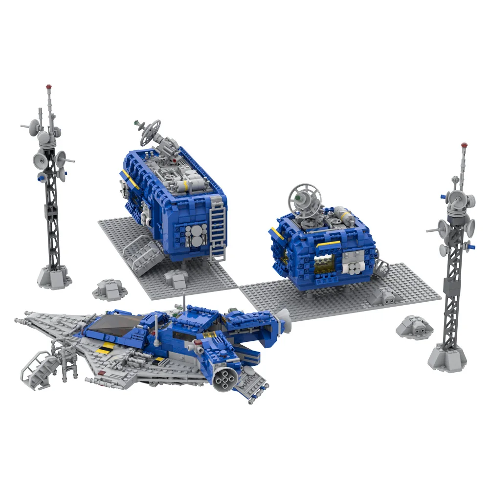 Gobricks MOC Classic Blue Space Series Base Building Blocks Model Explorations Spacecrafteds Bricks Assembled Toy Children Gift
