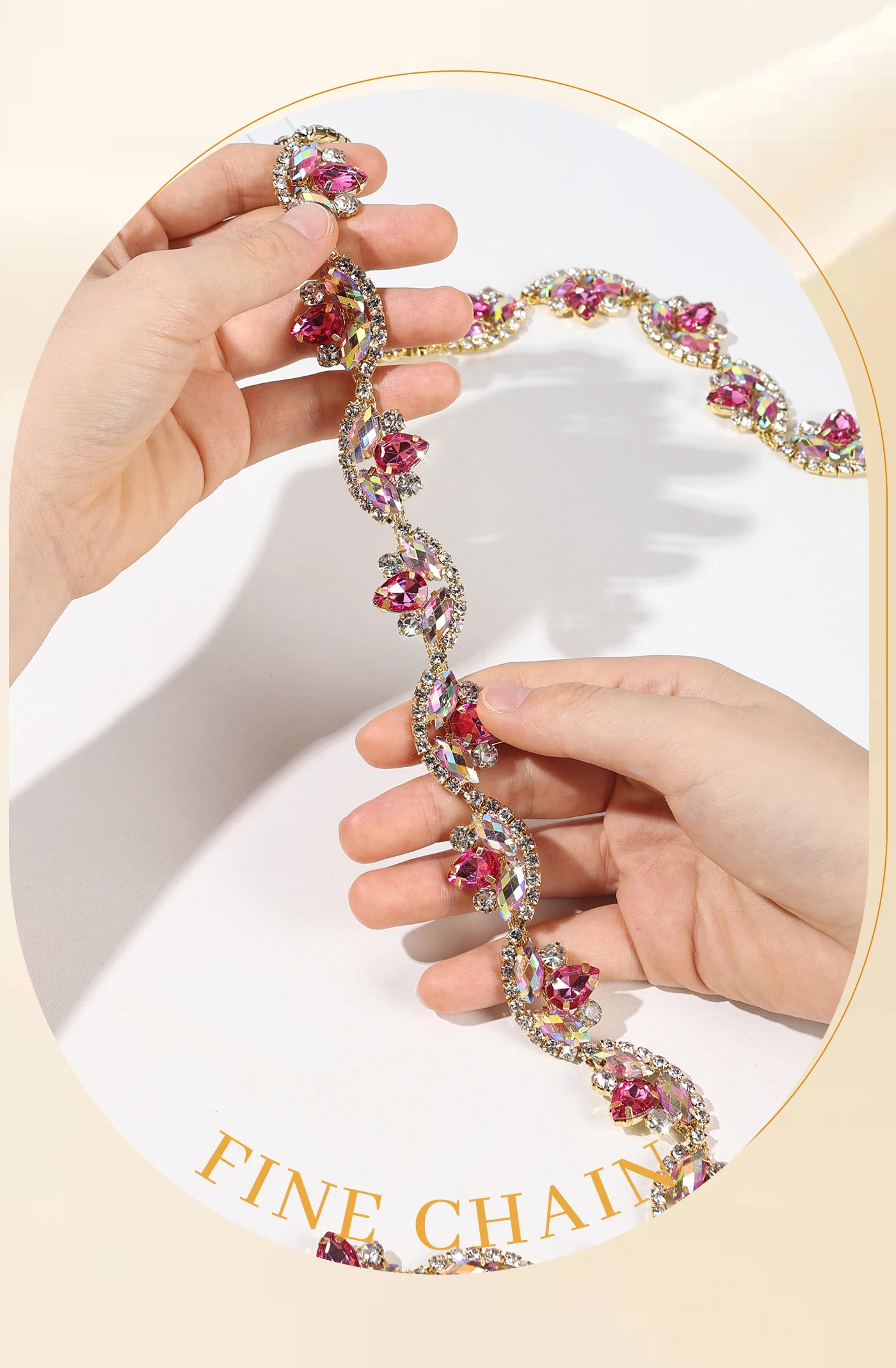 10 Yards Strasskette DIY Bastelzubehör Kleidung Accessoire Schuhe Tasche Hut Strassband Kristalldiamant Partygeschenke Dekoration – Detail 2