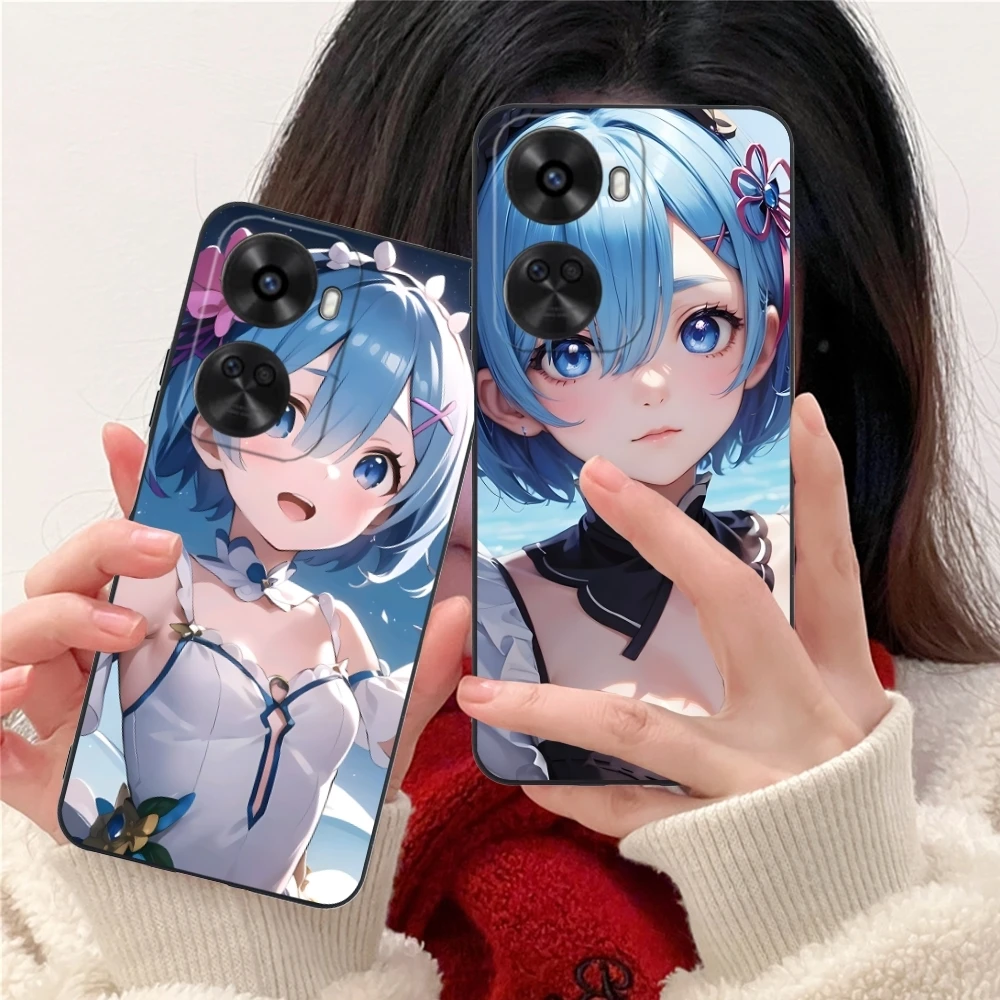 Re Zero Rem Waifu Mobile Cell Phone Case for Huawei Nova 12 11 10 9 8 7 Pro SE 5G Black Soft Phone Cover Shell