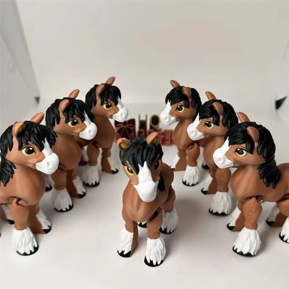 

All-in-one Molding 3D Printed Horse Crystal Horse Rotatable 3D Printed Diceratops Horse Flexible Poseable Joints