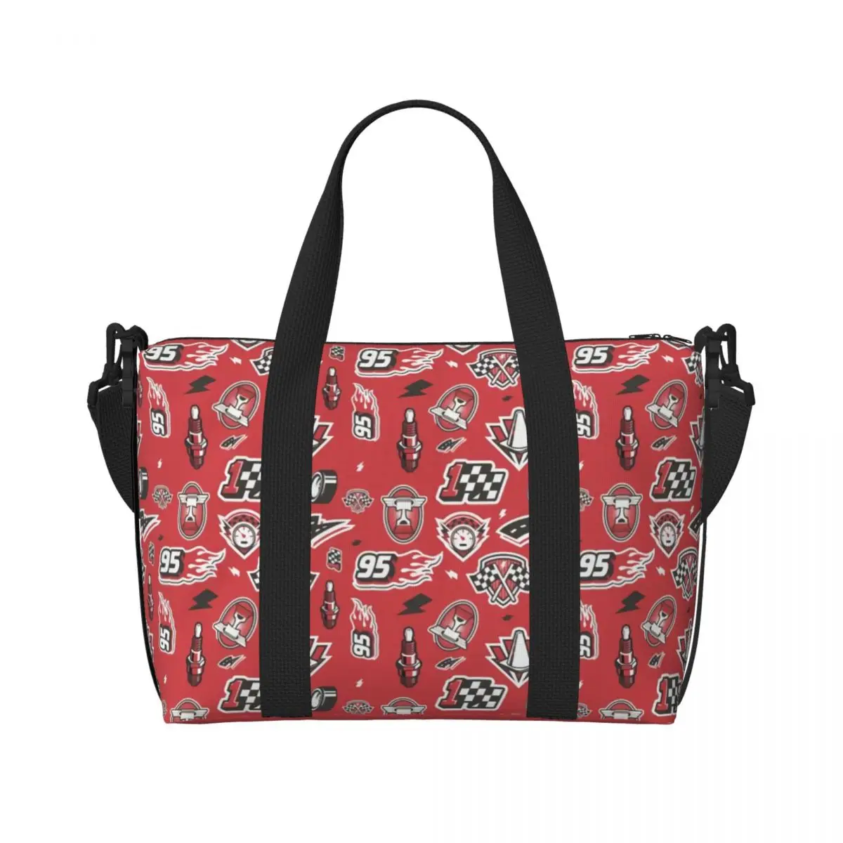 

Изготовленная на заказ пляжная сумка-тоут Lightning McQueen для женщин, очень большая спортивная сумка для переноски скоростного гоночного автомобиля, дорожные сумки для покупок