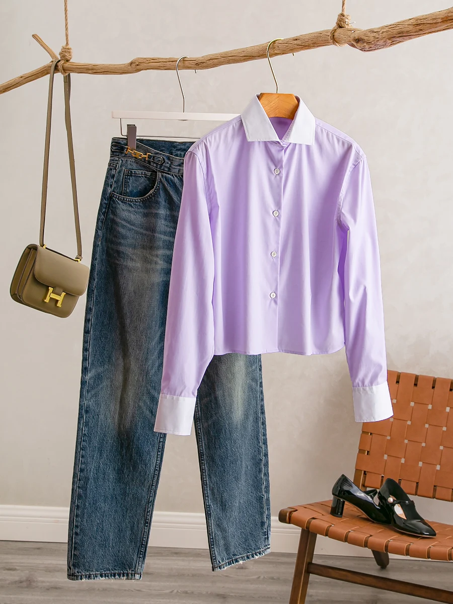 

YongLeap: Новинка ранней весны – универсальная приталенная белая хлопковая рубашка с вышитым воротником и надписью для офиса