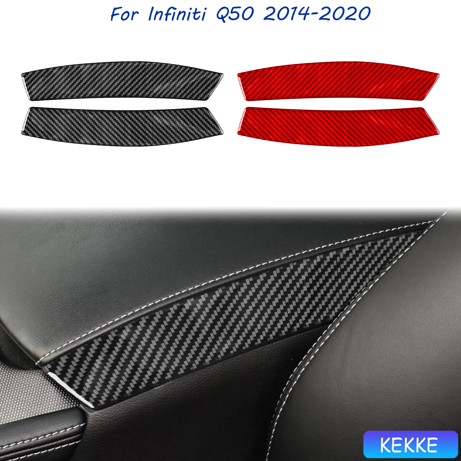 

For Infiniti Q50 2014-2020 On both sides of armrest box panel Soft Carbon Fiber Car Decoration Interior Accessories Stickers