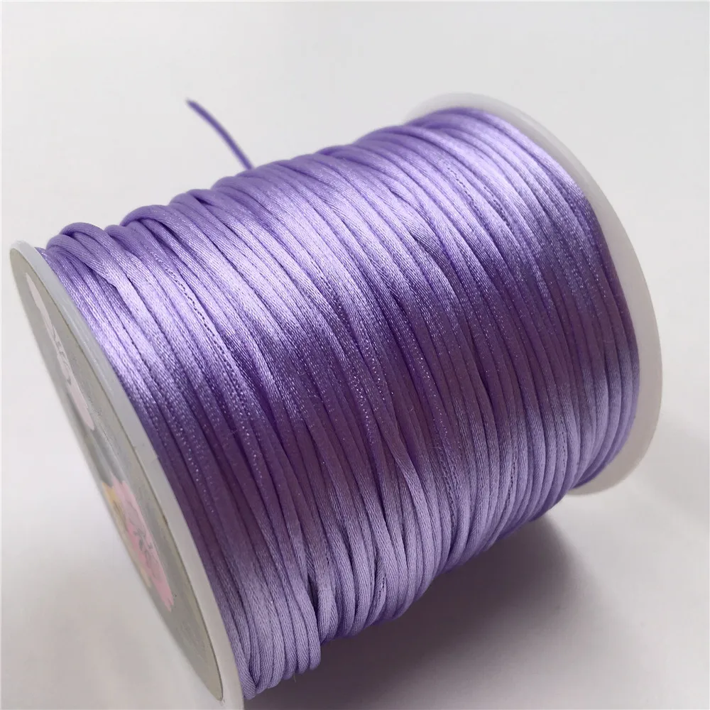 Luz Roxo Macramé Cord, Trançado Silk Satin Nylon Corda, DIY Beading Thread Wire, Nylon forte, 1mm, 50m