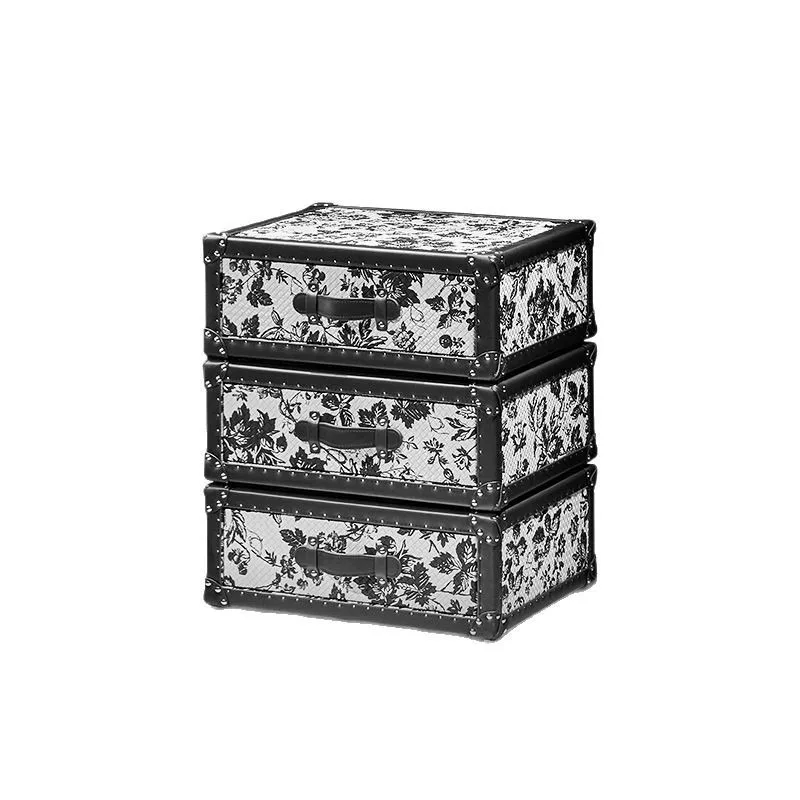 Rotating bedside table French retro style presbyopia, cabinet with high-end drawers, a few corners, light luxury art cabinet