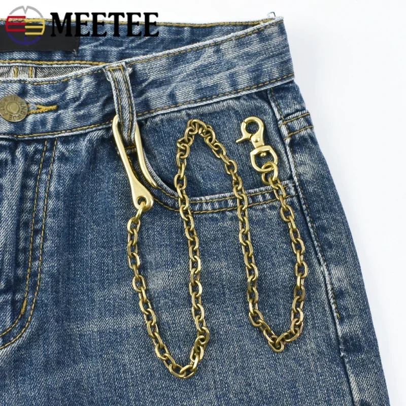 Solid Brass Trousers Jeans Wallet Chain Keychain Motorcycle Biker Metal Buckle Clips Snap Hook Belt Chains DIY Sewing Accessory