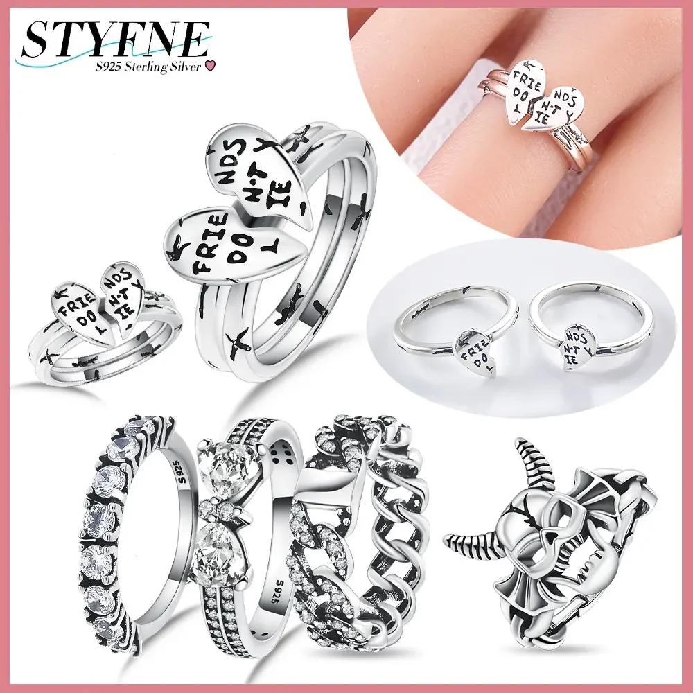 Sparkling Pavé Zircon Starlight Love Bow 925 Sterling Silver Original Ring Women's High-end Boutique Fine Jewelry Gift