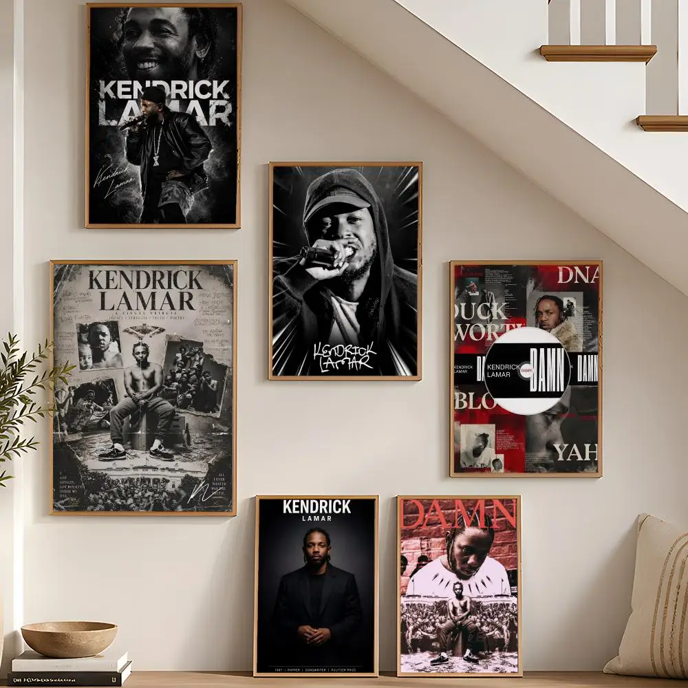 K-Kendrick L-Lamar Poster Stickers HD Painting Self-Adhesive Art for Bedroom Living Room Home Decor Modern Wall Decals Gift