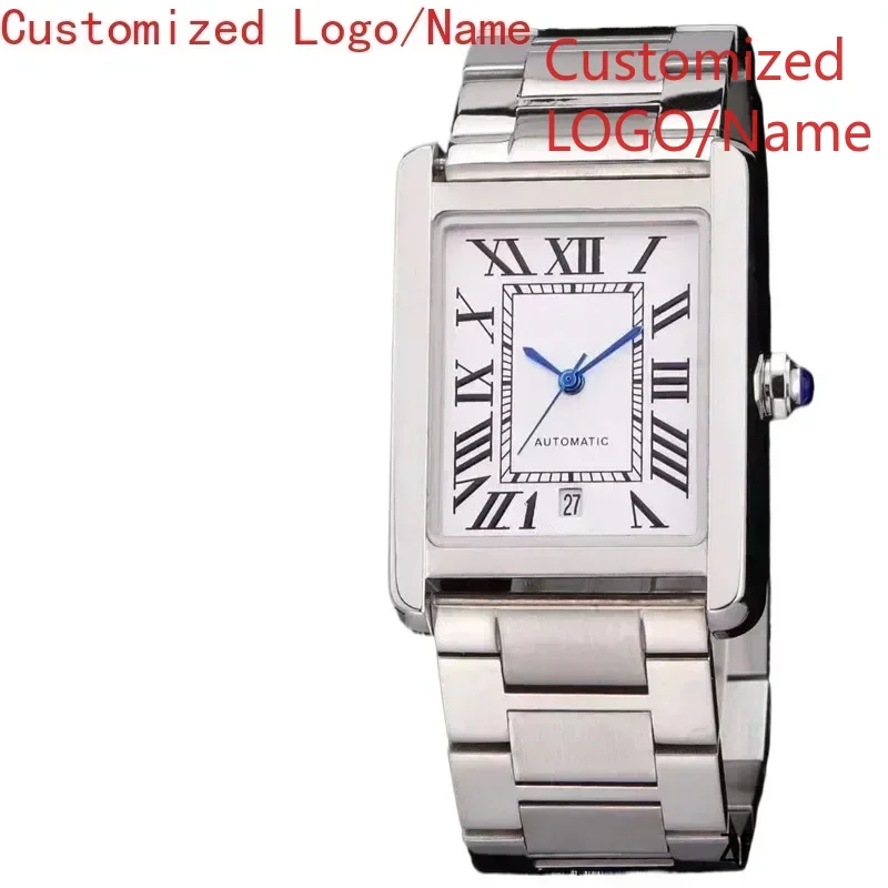 ساعة يد رياضية للرجال ميكانيكية أوتوماتيكية 904L من الفولاذ المقاوم للصدأ ساعات خلفية من الجلد الأسود 31*41 مللي متر مخصصة