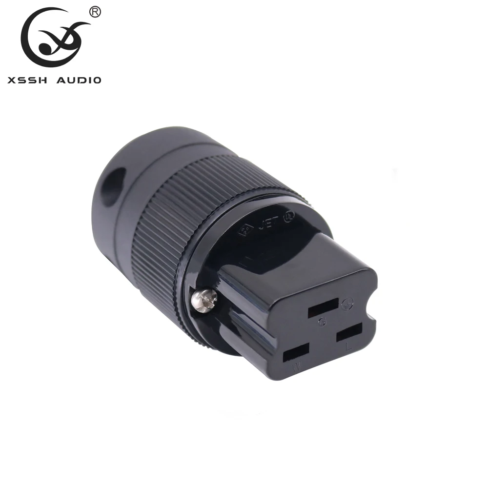 Electric Jack XSSH HIFI Audio C19 Pure Copper 20A 20Amp IEC 125V ~ 250V 3 Pin NEMA Black Electrical Female Power Plug Connector