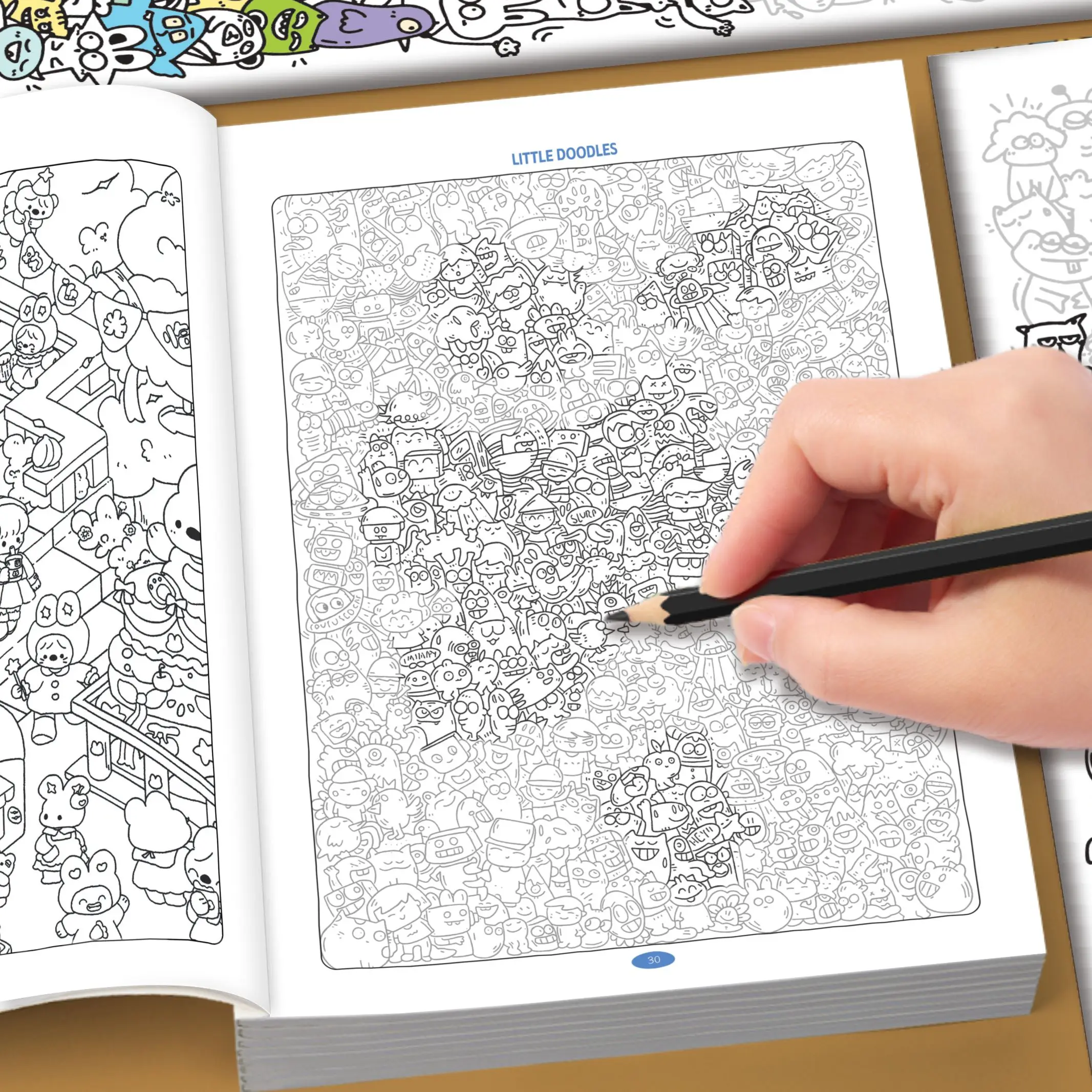 Little Doodles Adult Coloring & Tracing Book 32 Pages Relaxing Sketch Trace & Color Activity Book for Stress Relief