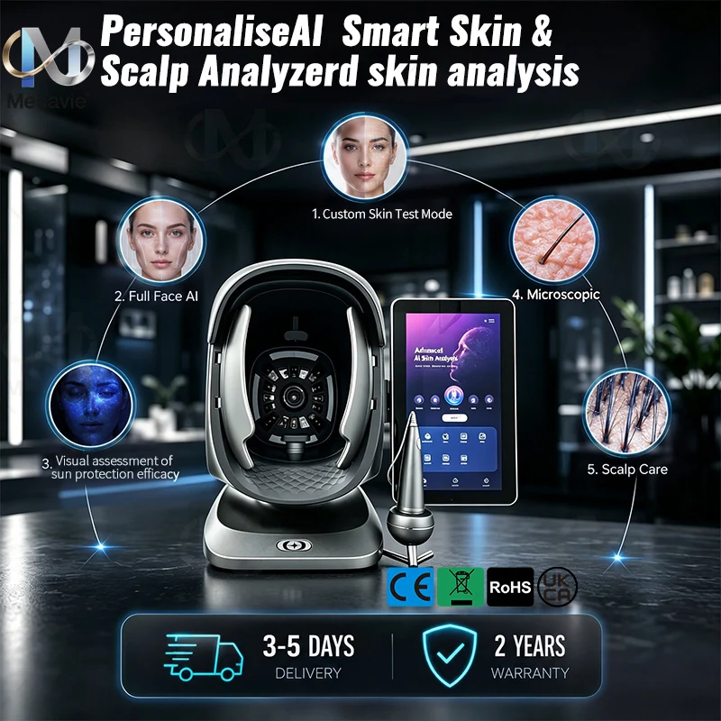 

Professional AI Facial Skin Analyzer 10.1 Inch Touch Screen Scalp Tester Aging Prediction Skin Diagnostic Device for Beauty Salo