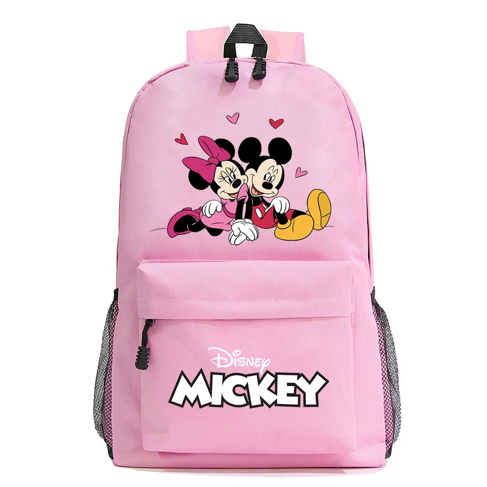 

MINISO Mickey Minnie Mouse Printed School Backpack Girls Boys Schoolbag Student Bookbag Harajuku Travel Bags Mochilas