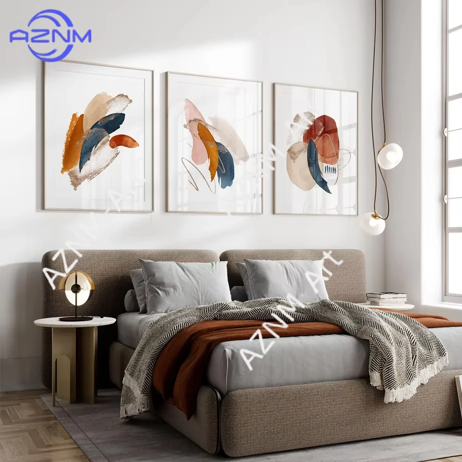 1/3pcs Blue Orange Terracotta Watercolor Wall Art Canvas Poster Painting Abstract Modern Print Wall Pictures for Room Home Decor