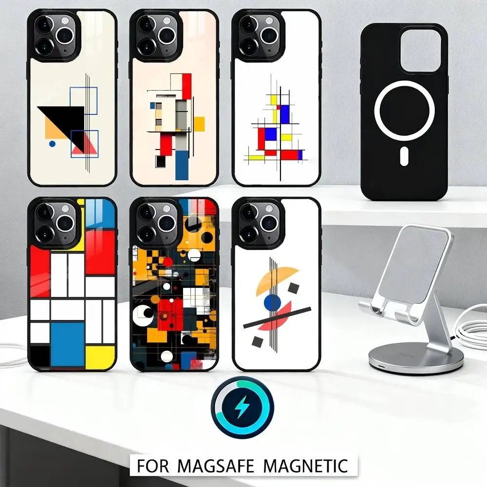 

Mondrian-Bauhaus Abstract Shapes Phone Case For iPhone 16,15,14,13,12,Pro,Max For Magsafe Magnetic Wireless Charging