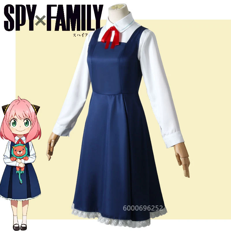 Anya Forger Cosplay Traje para meninas, Anime Spy Family, traje azul e branco, uniforme para o Halloween, nova chegada, venda quente