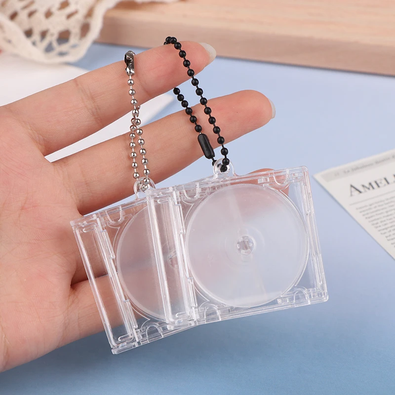 1pcs Blank Album Mini CD Case + CD Keychain For DIY Keychains Backpack Hanging Decor Chain/Clip