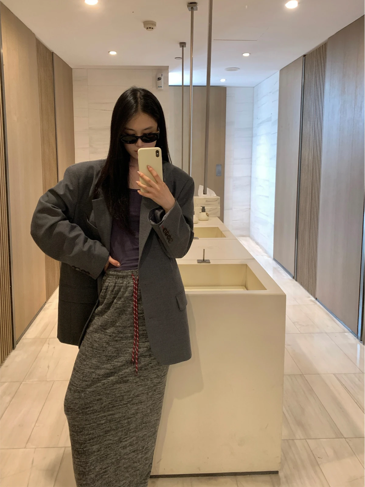 

Женский повседневный пиджак ZhouMiao 480GTR из твила с фетровой текстурой, плиссированный силуэт, элегантный топ с длинными рукавами для офиса