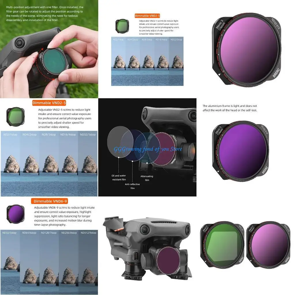 H9EB Ulepszone drony Filtr ND Filtr ze stopu aluminium i szkła optycznego dla 3Classic