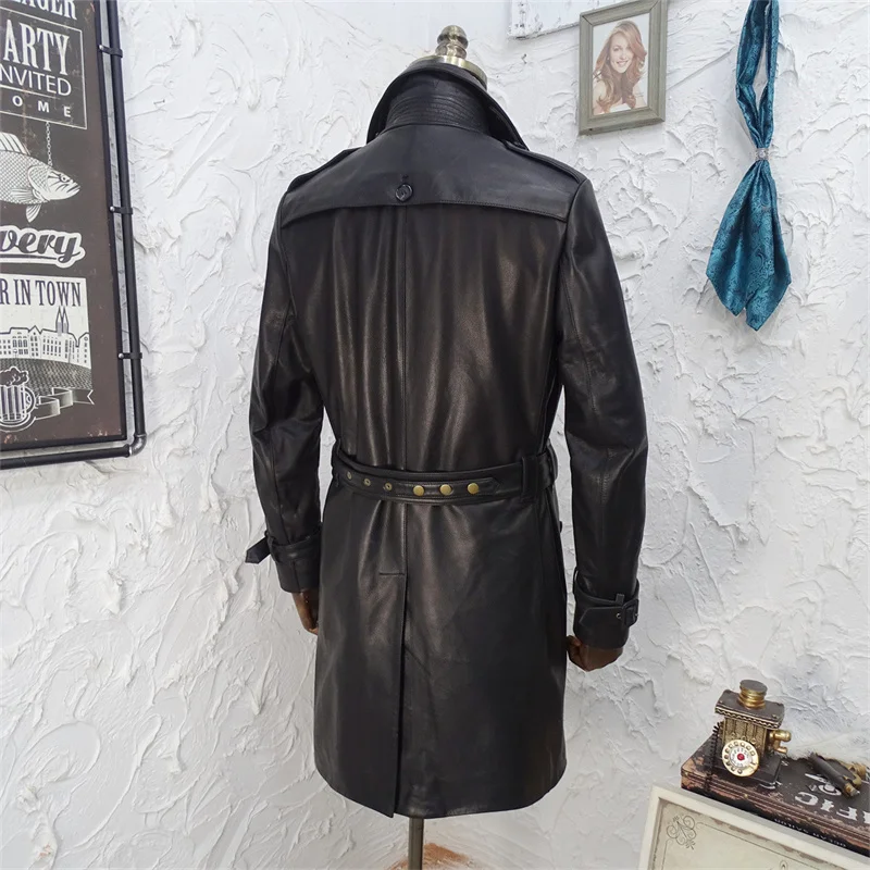Soft First Layer Cowhide Leather Men's Windbreaker Single Button Suit Collar Fashion Urban Style Casual Leather Jacket