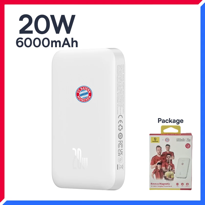 Baseus x Bayern 20W 30W 100W 10000mAh 20000mAh Power Bank Portable Battery Smart Digital Display for iPhone Xiaomi Poco Samsung