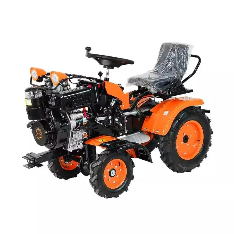 Four-wheel drive diesel sitting micro-tiller agricultural multi-functional soil loosening diesel four-wheel rotary tiller water