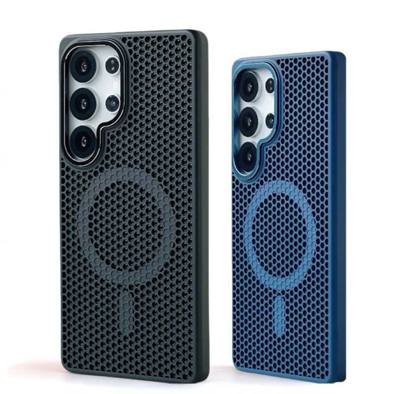 العسل شبكة شبكة التبريد Magsafe قضية الهاتف لسامسونج غالاكسي S25 S25 الترا S24 S23 متجمد اللاسلكية شحن غطاء الكمبيوتر الصلب