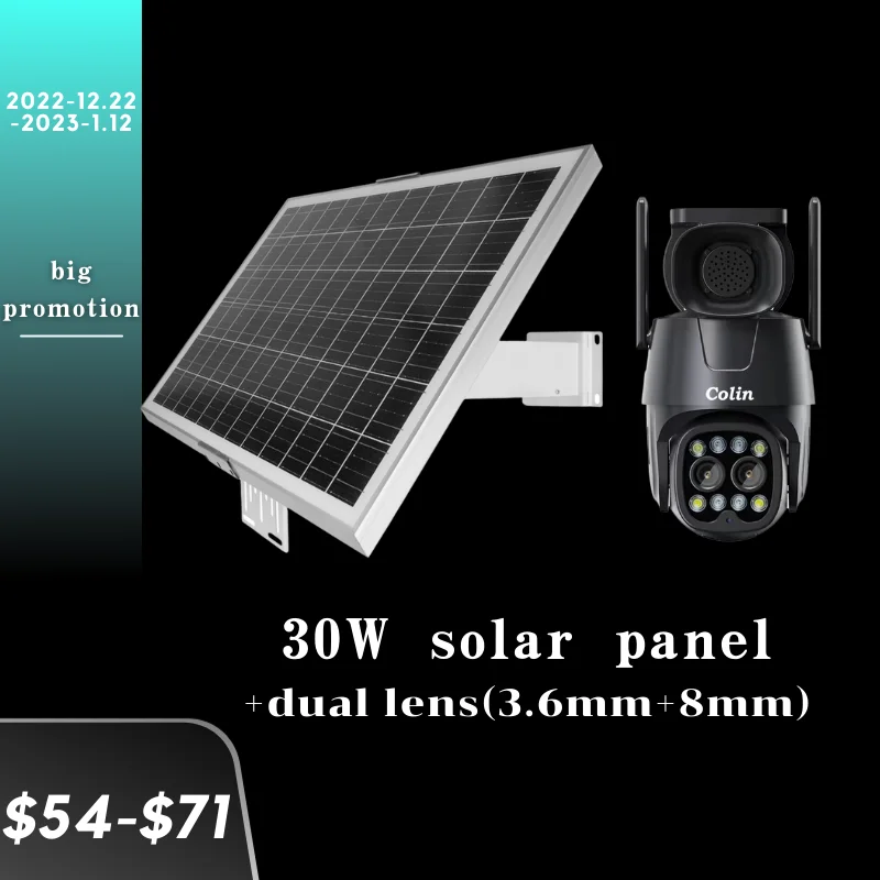 كولين 40 واط 20AH 2mp 4mp 8mp لوحة الطاقة الشمسية في الهواء الطلق كاميرات لاسلكية لأمن المنزل واي فاي 4G مقاوم للماء #3