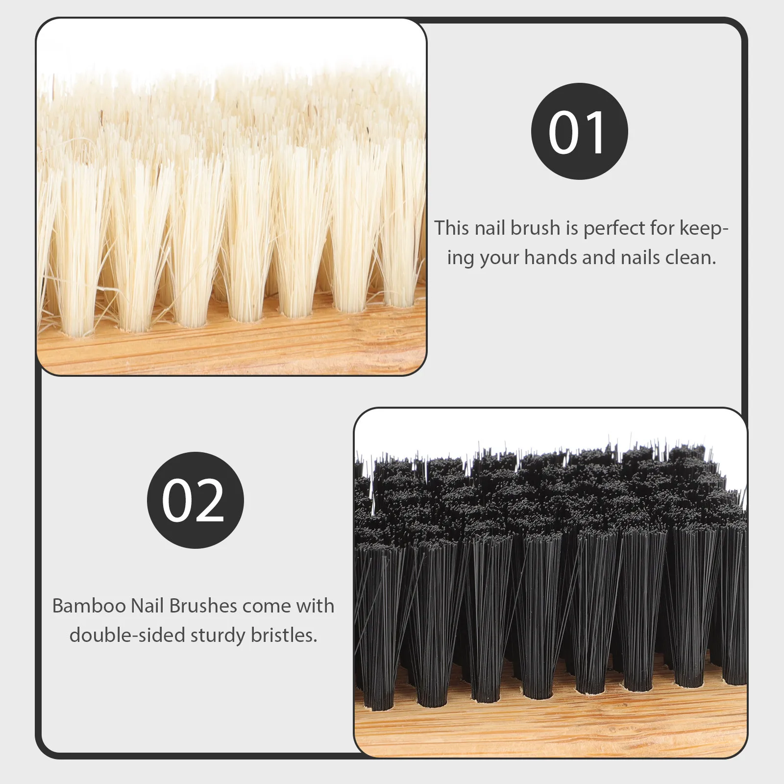 

2Pcs Bamboo Nail Brush Portable Store Cleaner Dead Skin Remover Stimulate Nail Growth Bamboo Sisal Scrub Brush