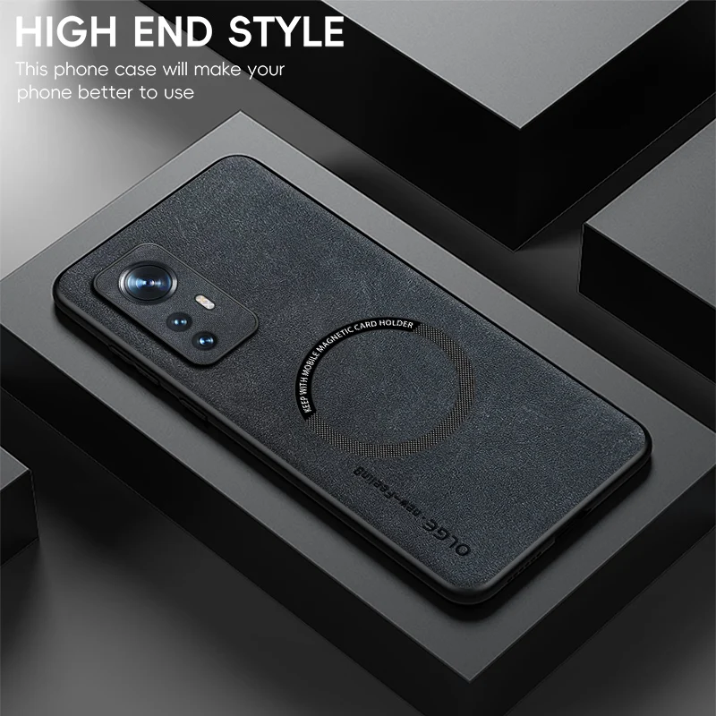 

For Xiaomi 12 12X 12s 12 Lite 12 Pro 12s Ultra Fine Hole Sheepskin Magnetic TPU Soft Edge Anti-Drop Anti Fingerprint Phone Case