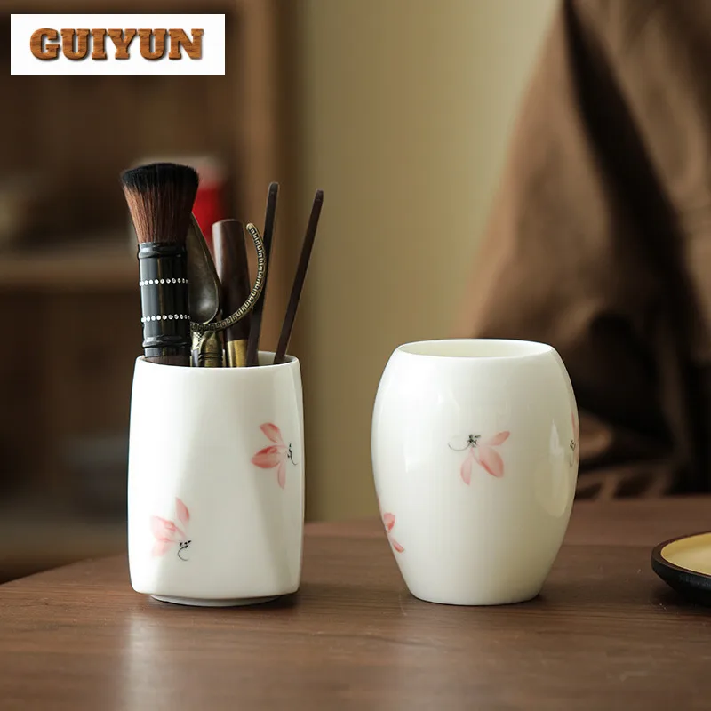 

Hand-painted Magnolia Tea Six Gentlemen Handmade Tea Tool Set Household Teaware Utensils Flower Tea Chinese Tea Set Decoration