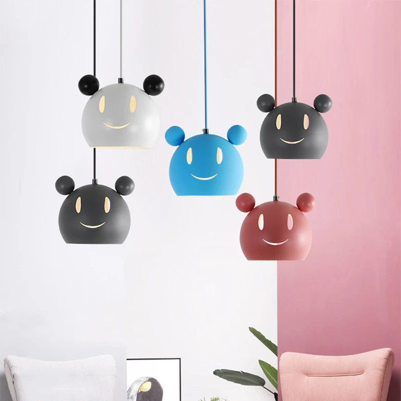 Modern Led Pendant Lights Nordic Pendant Lamp Cartoon Mouse Hanglamp Cute Bear Bedroom Decor Kids Baby Children Kitchen Lights