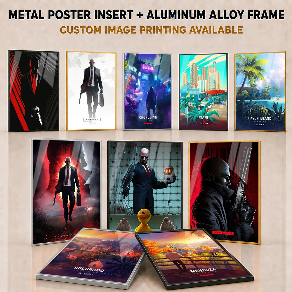 Hitman Framed Metal Poster Personalized Photo Stealth Mission Style Wall Art For Command Center Premium Strategy Enthusiast Gift