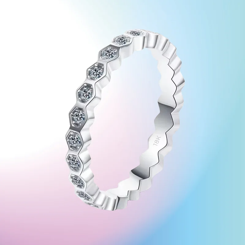 

Fine Jewelry Honeycomb 18K White Gold Valentine's Day Moissanite Diamond Beehive Rings My Love Lady Popular Women Birthday Gift