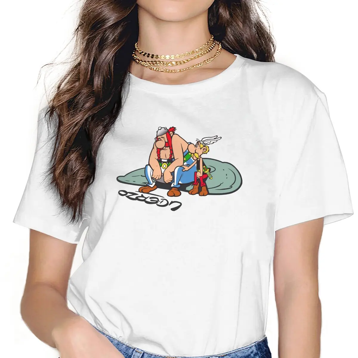 Asterix-le Gaulois Sad T Shirt Vintage Grunge Women's Tees O-Neck