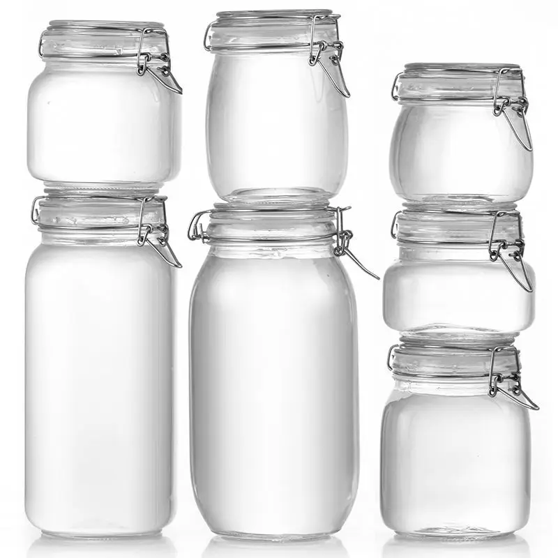 Glass Bottle Sealed Jar For Kitchen Food Pickle Fruit Canned Transparent Big Mouth Jam Bottle Storage Jar Household