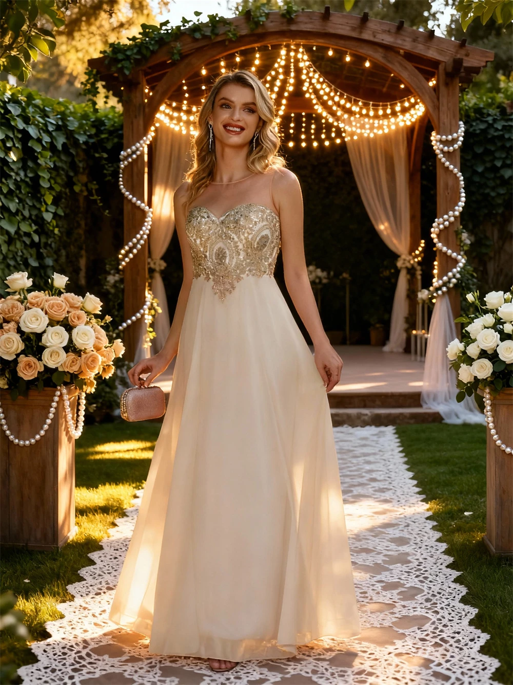 babyonline-アイボリー-ウェディング-パーティー-ドレス-イリュージョン-スイートハート-ゴールド-レース-アップリケ-ブライズメイド-ドレス-a-ライン-シフォン-ロング-イブニング-ドレス