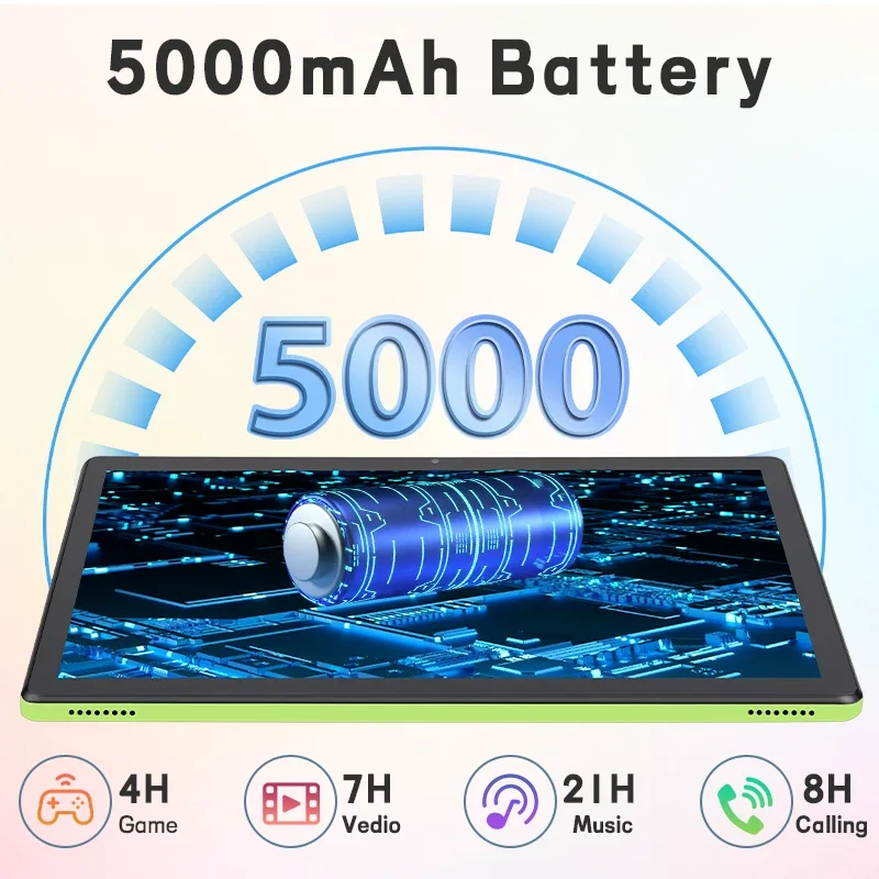 تابلت Android 15، أقراص 10.1 بوصة، ثماني النواة، توسيع 8 جيجابايت + 64 جيجابايت + 512 جيجابايت، شاشة عرض 1280 × 800 رطل، كاميرا مزدوجة، بطارية 6000 مللي أمبير في الساعة