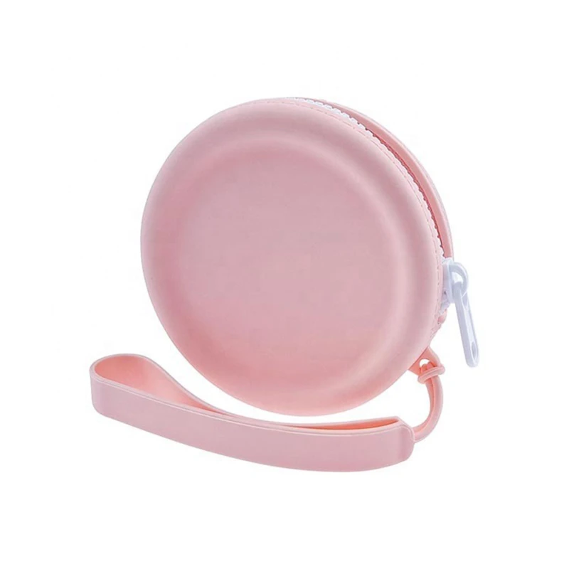 Porta-moedas de silicone para mulheres, saco de auscultadores, mini saco de armazenamento, zíper, redondo, adulto, crianças