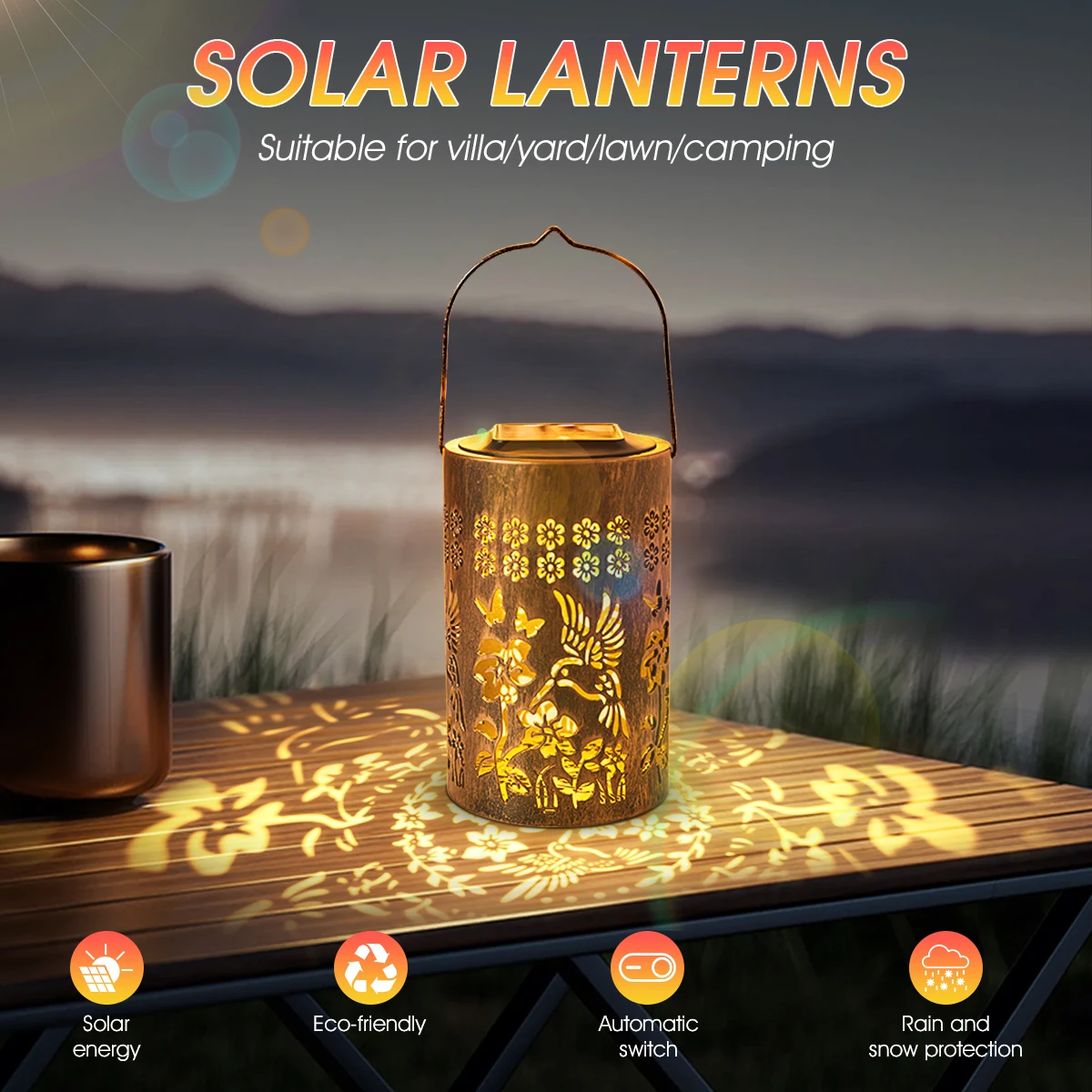 

Солнечные фонарики для улицы, водонепроницаемые, для садового декора Колибри, подарки для подвешивания солнечных фонарей, солнечное украшение снаружи для двора,