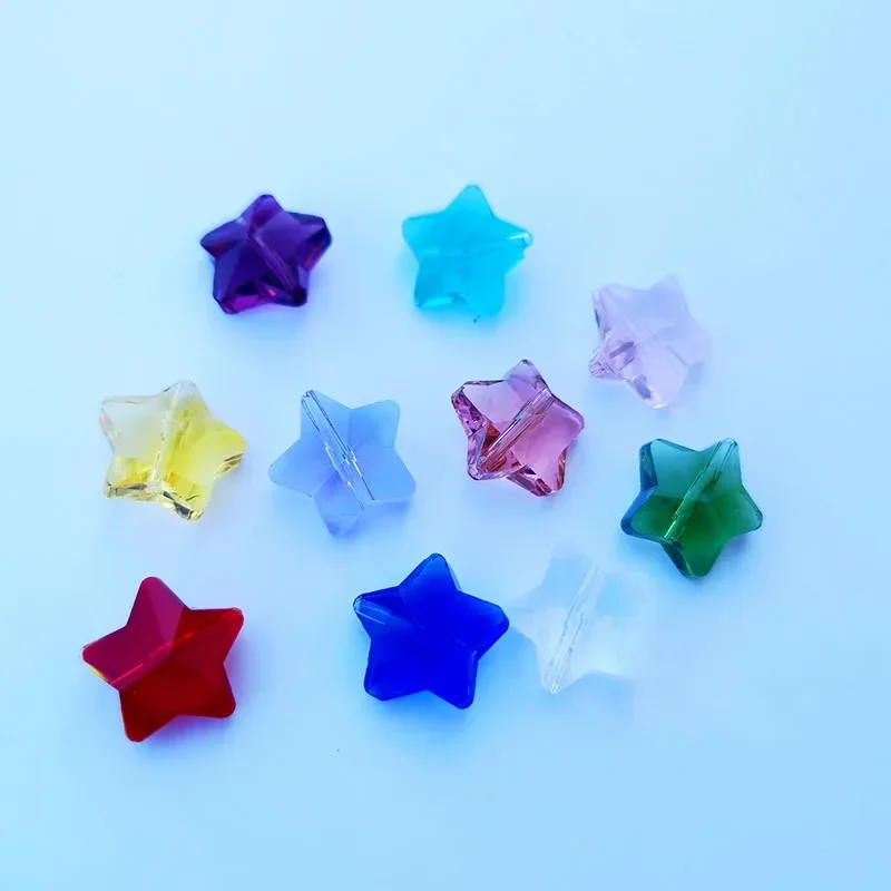 14mm Crystal Star Beads ciondolo Suncatcher in vetro lampadario a forma di cinque stelle prisma parti gioielli fai da te fare decorazioni per la