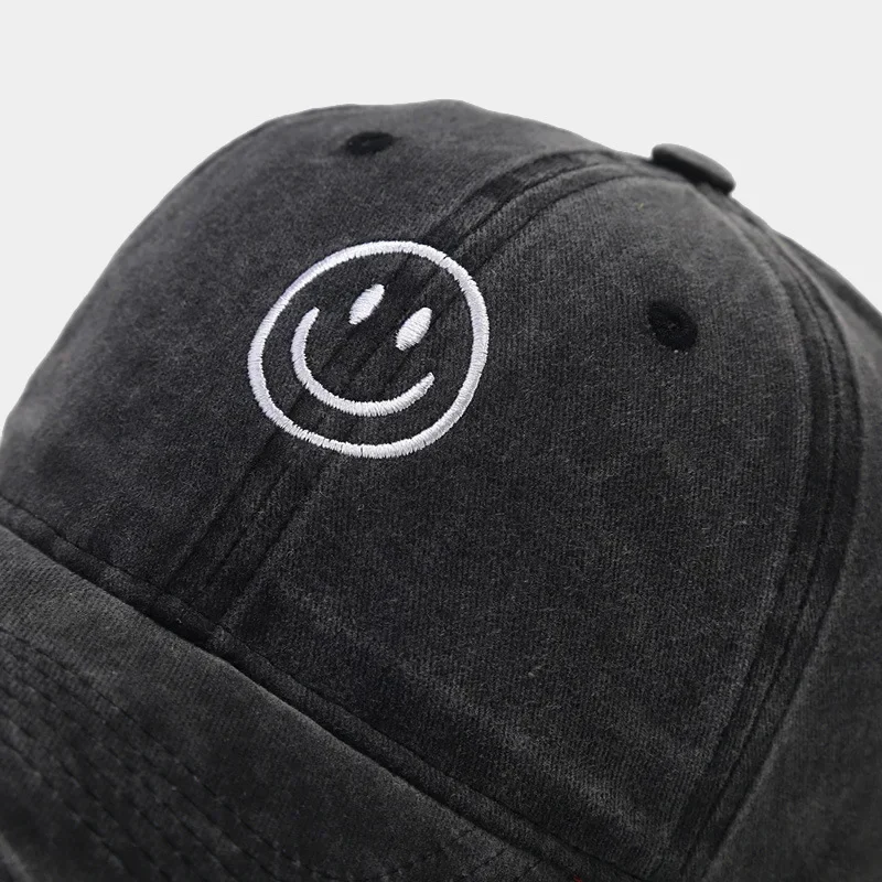 Gewaschene Baumwolle Baseball Caps Frauen Männer Weiche Snapback Hut Outdoor Sport Trucker Gorras Lächeln Gesicht Stickerei Hip Hop Papa Hut Geschenke – Detail 12